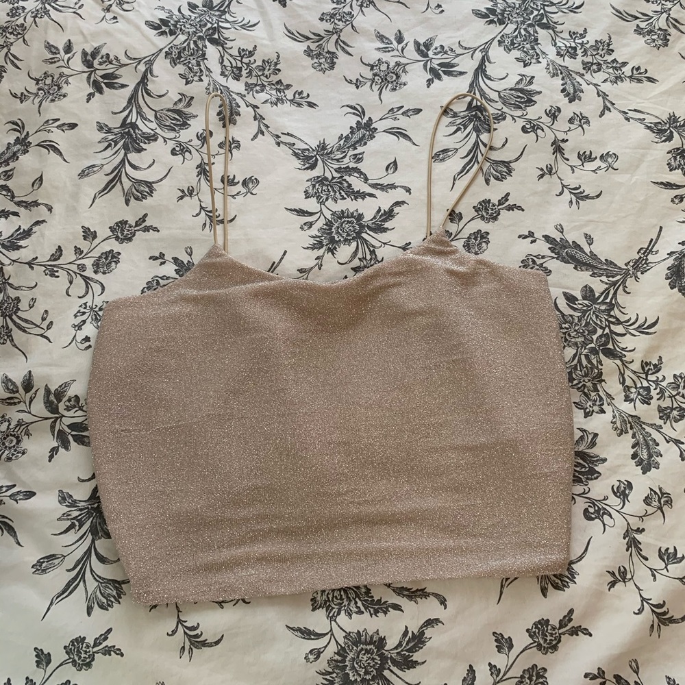 Glittery gold cropped tank top